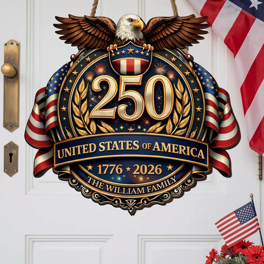 Custom Wood Sign - Personalized America 250th Anniversary Gifts For Mom, Dad, Brother, Sister, Kids