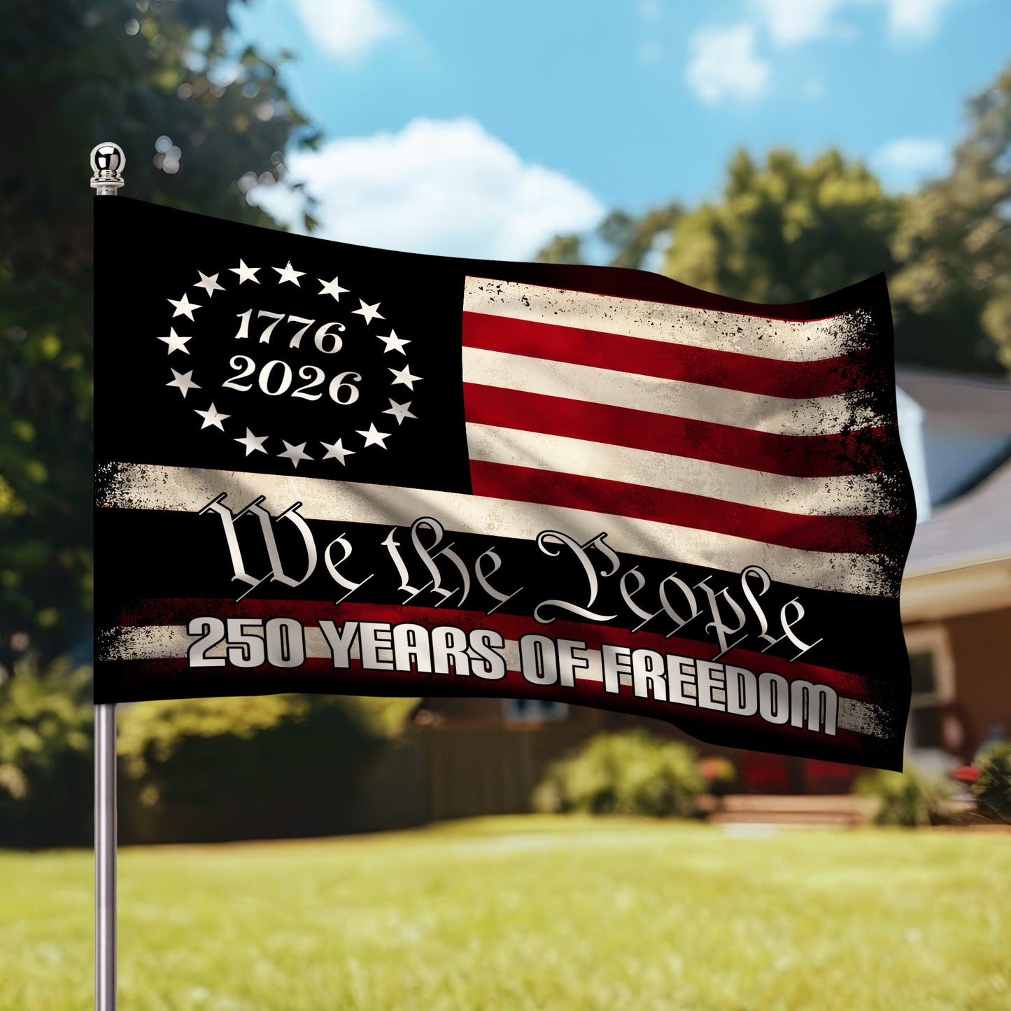 Patriotic 250th Anniversary 1776 2026 United States of America Semiquincentennial Grommet Flag