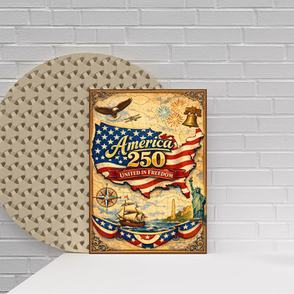 America 250 United in Freedom Vintage Map Poster/Canvas