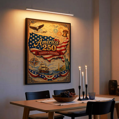 America 250 United in Freedom Vintage Map Poster/Canvas