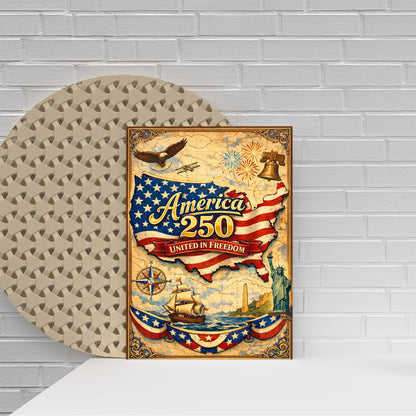 America 250 United in Freedom Vintage Map Poster/Canvas