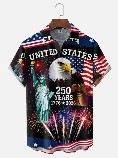 250th Anniversary Of The United States Independence Day Chest Pocket Holiday Hawaiian Shirt