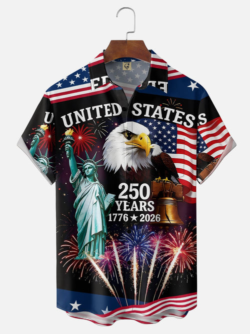 250th Anniversary Of The United States Independence Day Chest Pocket Holiday Hawaiian Shirt