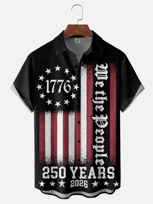 250th Anniversary Of The United States Independence Day Chest Pocket Holiday Hawaiian Shirt