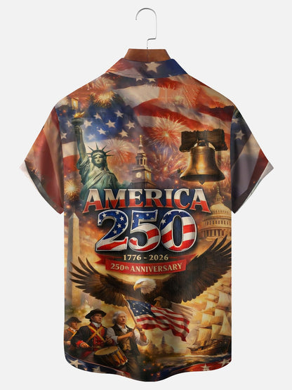 250th Anniversary Of The United States Independence Day Chest Pocket Holiday Hawaiian Shirt