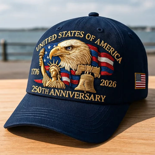 American 250 Years Anniversary Printed Hat, Patriotic American 250 Years Printed Cap , American Eagle Liberty