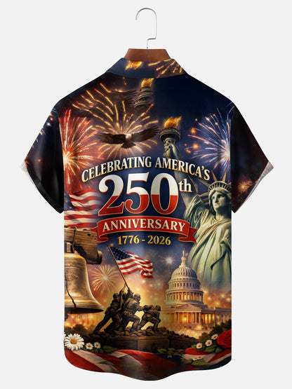 250th Anniversary Of The United States Independence Day Chest Pocket Holiday Hawaiian Shirt
