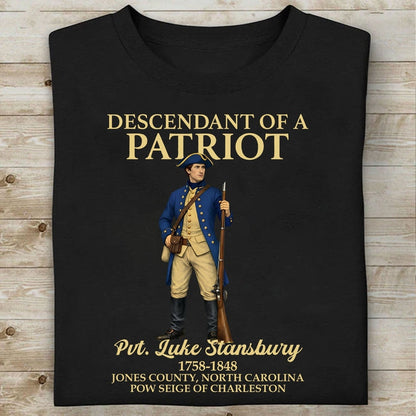 Custom Name Descendant of a Patriot Dark Shirt | Personalized 250 Years USA Sweatshirt | Patriotic