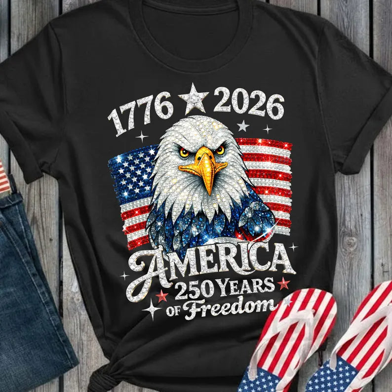 Faux Rhinestone Mosaic Sparkle 250 Years Of Freedom Png, Retro America Coquette Christian Png, Preppy Eagle July