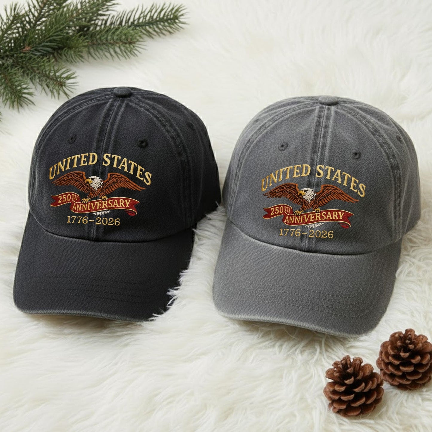 Retro United States 250th Anniversary Hat 1776–2026, White Eagle Embroidered Cap, Patriotic USA Basebal Cap, America Veteran Gift