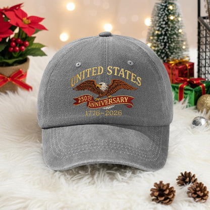 Retro United States 250th Anniversary Hat 1776–2026, White Eagle Embroidered Cap, Patriotic USA Basebal Cap, America Veteran Gift