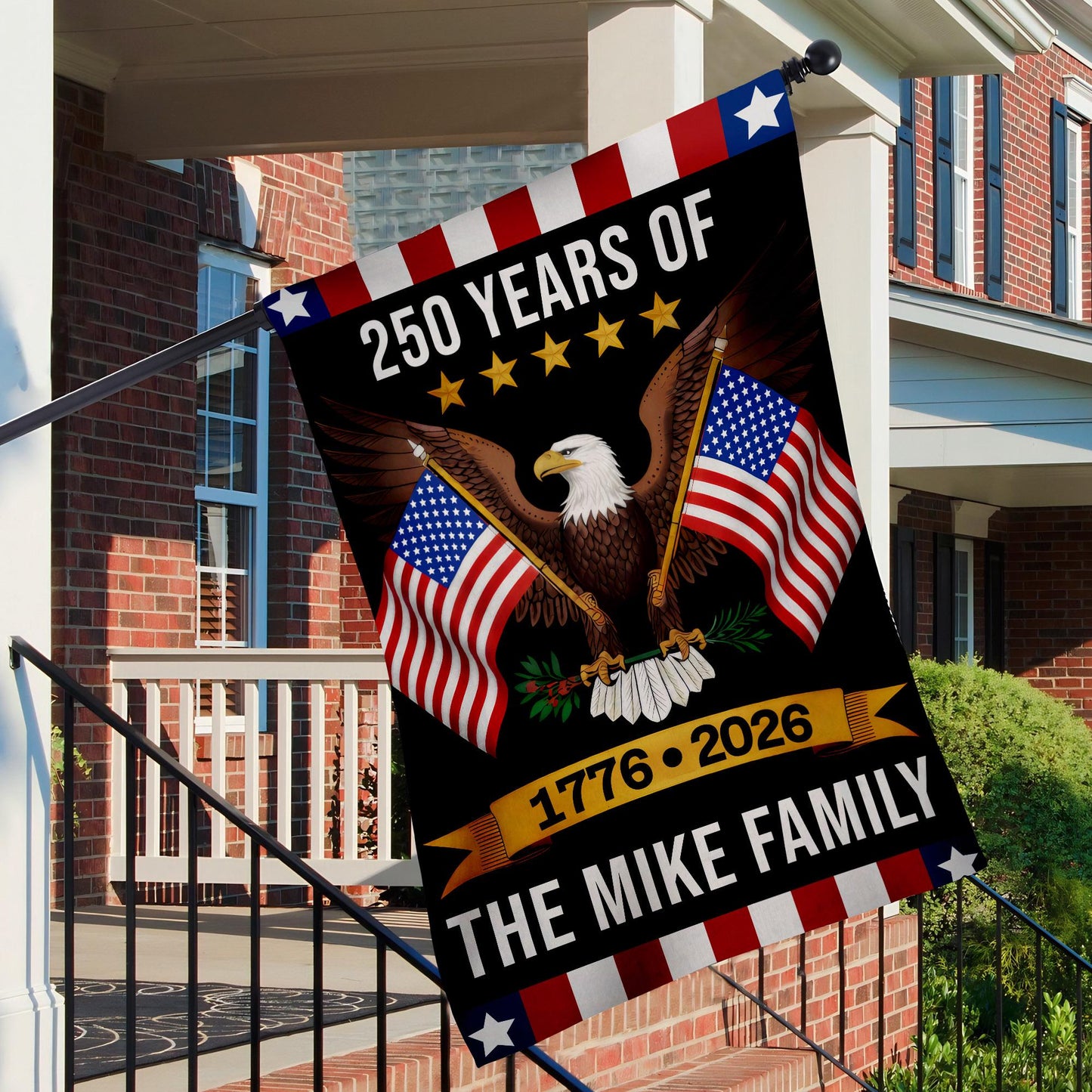 Personalized America 250th Anniversary Garden Flag 1776-2026 Custom Family Name House Flag 4th of July Gift Patriotic Eagle Banner