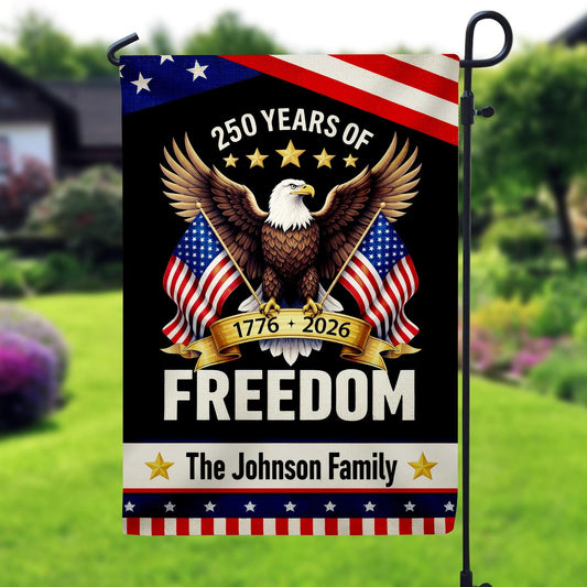 Custom 250 Years America Garden Flag, 250th Anniversary USA Patriotic Banner Double-Sided with Eagle Design, 1776-2026 Commemorative