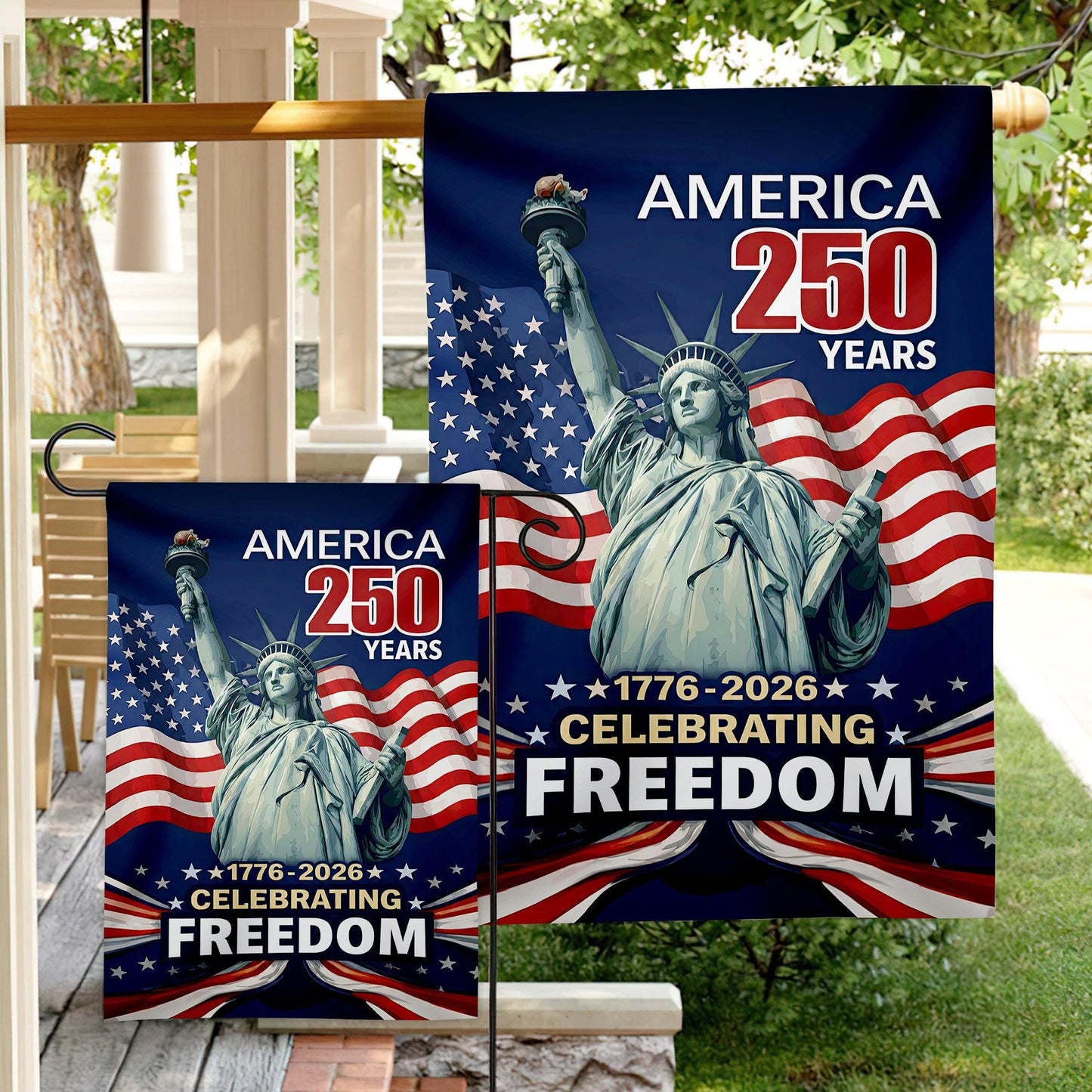 250 Years Of Freedom Garden Flag, Statue Of Liberty, 250th Anniversary of USA Banner , 4th Fourth Of July Gift, Independence Day