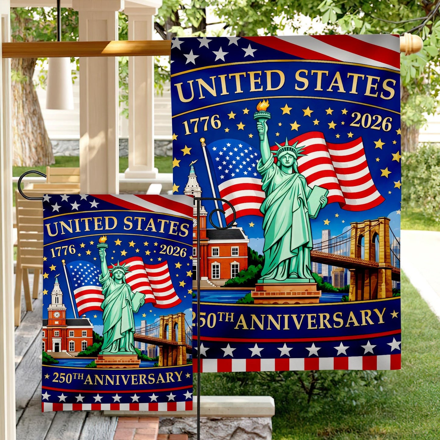 250 Years Of Freedom Garden Flag, 250 Years America Patriotic Banner,House Flag 4th of July Gift Patriotic Eagle Banner