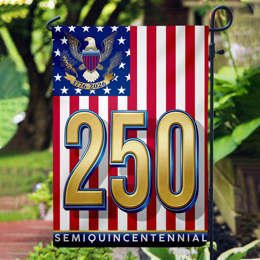 Happy Birthday America 250th Semiquincentennial Garden Flag, Patriotic Yard Flag Decor 250 Years House Banner, USA Porch Decoration