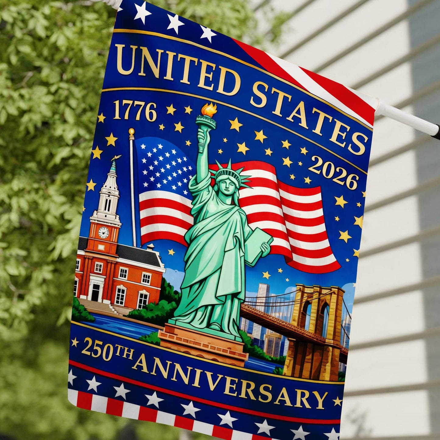 250 Years Of Freedom Garden Flag, 250 Years America Patriotic Banner,House Flag 4th of July Gift Patriotic Eagle Banner