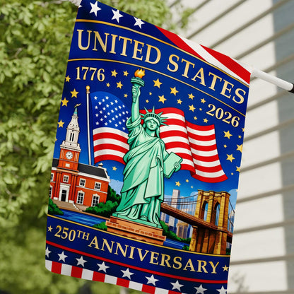 250 Years Of Freedom Garden Flag, 250 Years America Patriotic Banner,House Flag 4th of July Gift Patriotic Eagle Banner