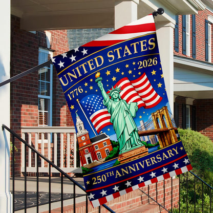 250 Years Of Freedom Garden Flag, 250 Years America Patriotic Banner,House Flag 4th of July Gift Patriotic Eagle Banner