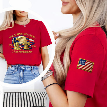Bald Eagle United States Of America 250th Anniversary Sleeve Tee Shirt