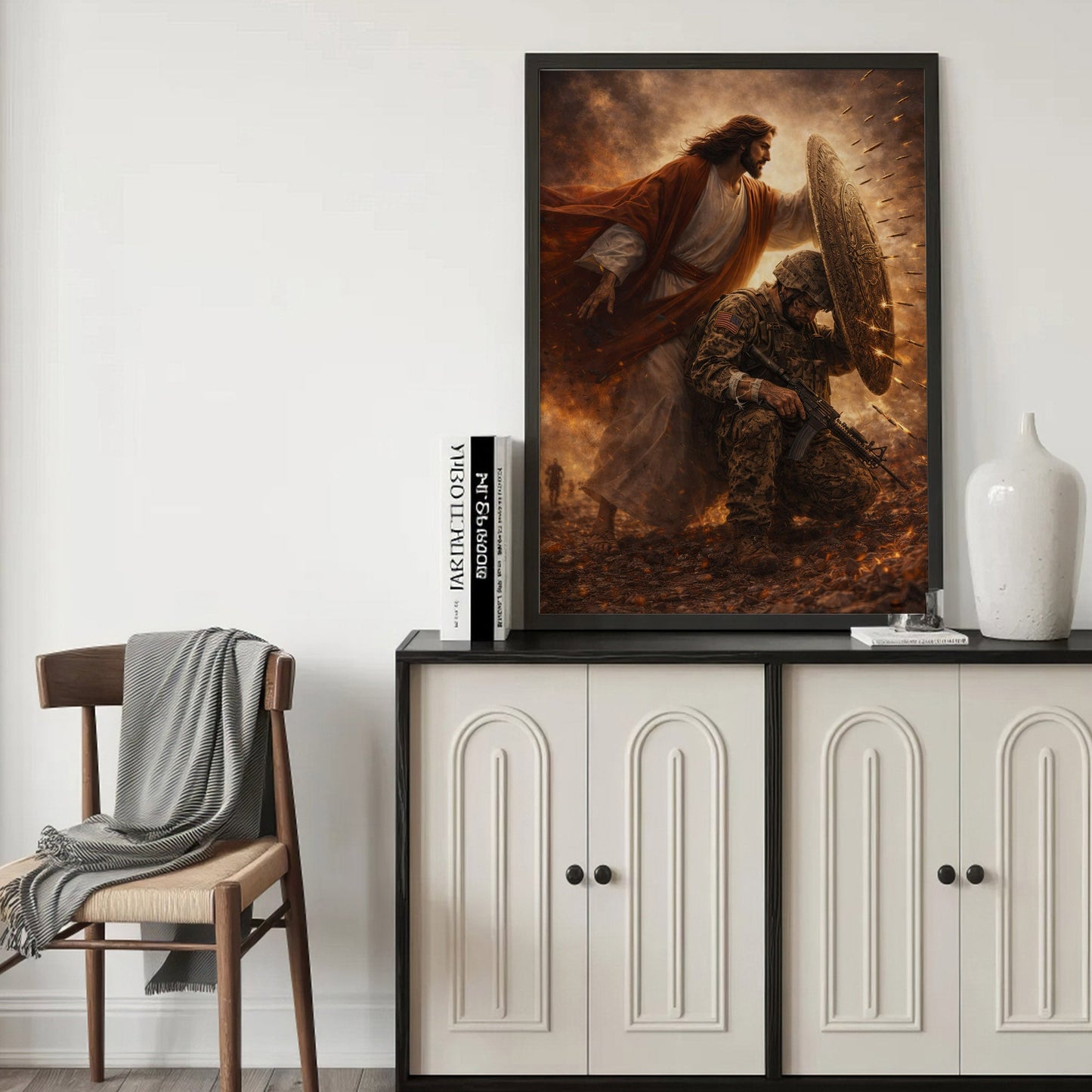 Not Alone in Battle – Jesus Has Your Back Wall Art Poster/Canvas
