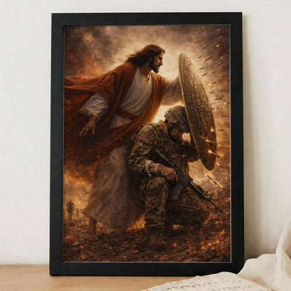 Not Alone in Battle – Jesus Has Your Back Wall Art Poster/Canvas