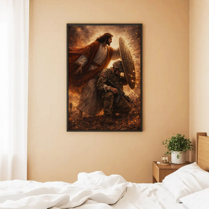Not Alone in Battle – Jesus Has Your Back Wall Art Poster/Canvas