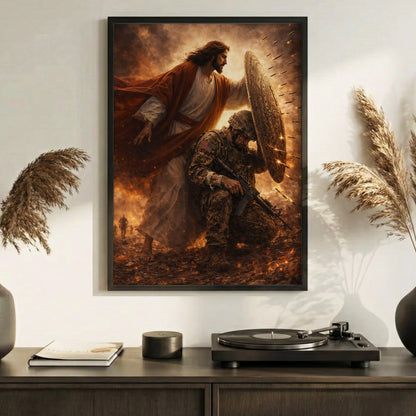 Not Alone in Battle – Jesus Has Your Back Wall Art Poster/Canvas