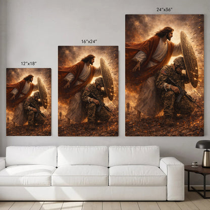 Not Alone in Battle – Jesus Has Your Back Wall Art Poster/Canvas