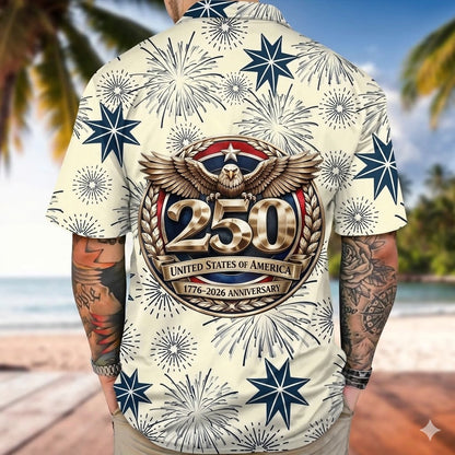 250th Anniversary Of The United States Independence Day Chest Pocket Holiday Hawaiian Shirt